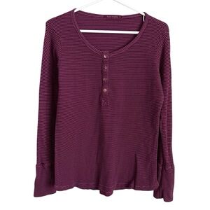 Cut Loose Burgundy Waffleknit Henley Long Sleeve Shirt Basic Cotton Tencel Small